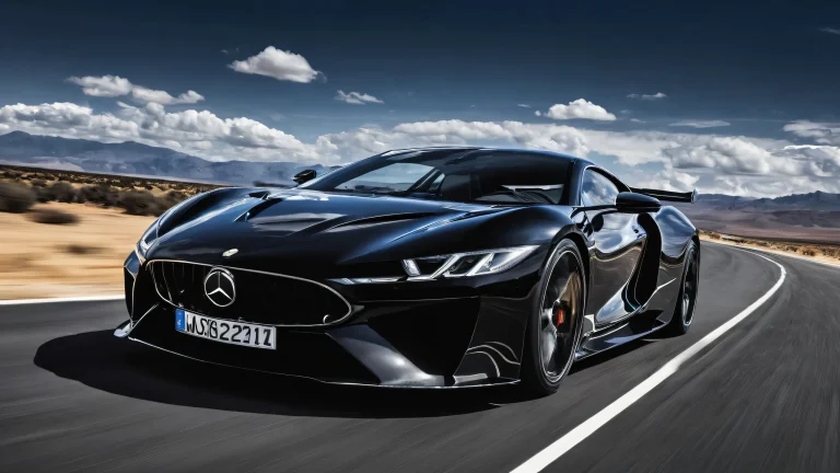 Award-winning digital art of a vehicle in a vast pure void with deep blue sky and subtle clouds on a desktop or PC.