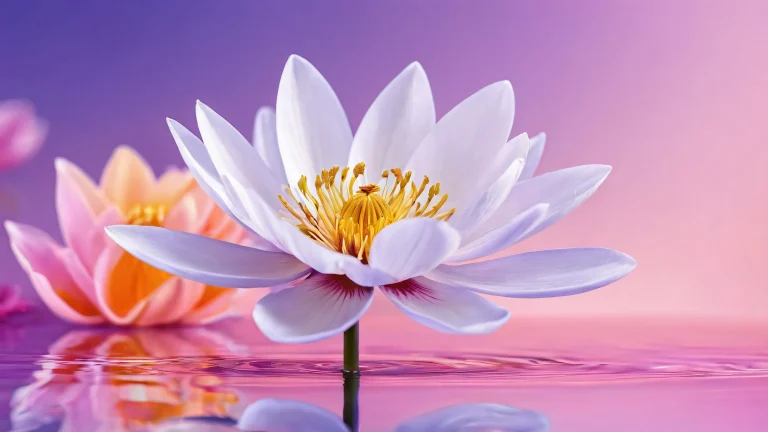 Desktop/PC background featuring a stunning blooming flower in a vast pure void with ethereal lighting, perfect for a serene and peaceful atmosphere.