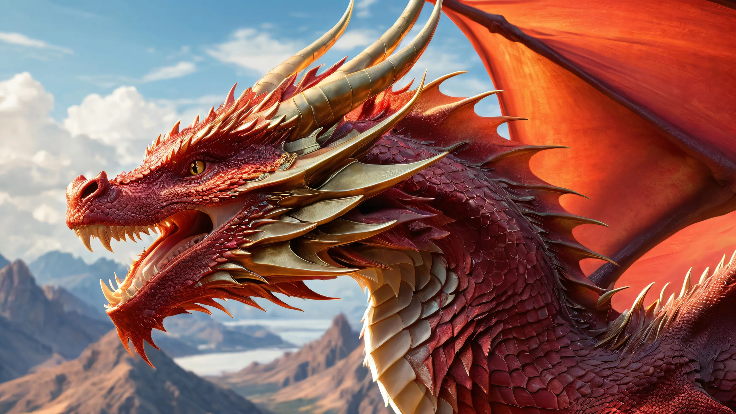 A majestic dragon soaring above a pure void on desktop/PC