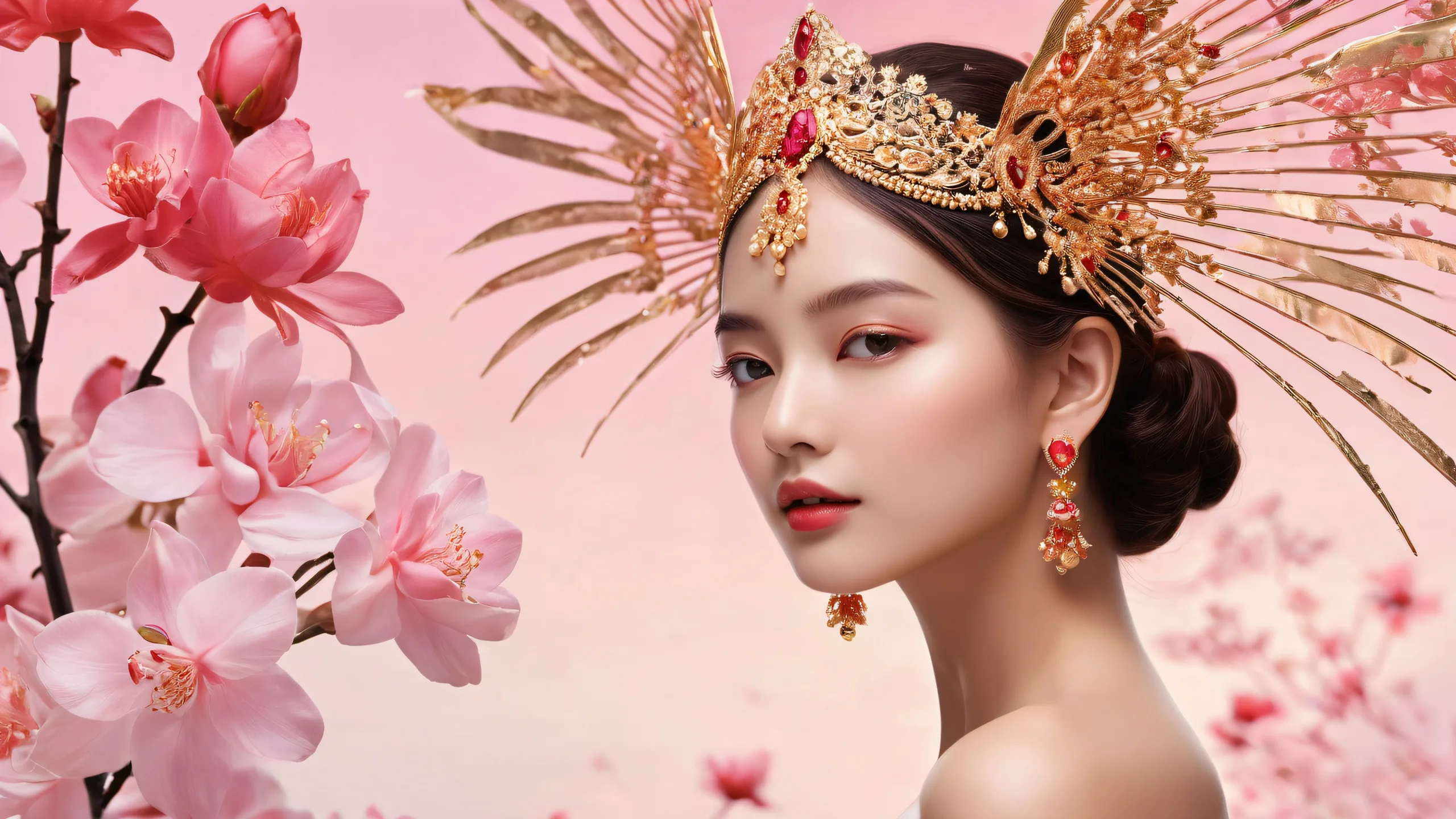 A stunning desktop wallpaper featuring a woman amidst a vast, pure void, perfect for your Desktop/PC.