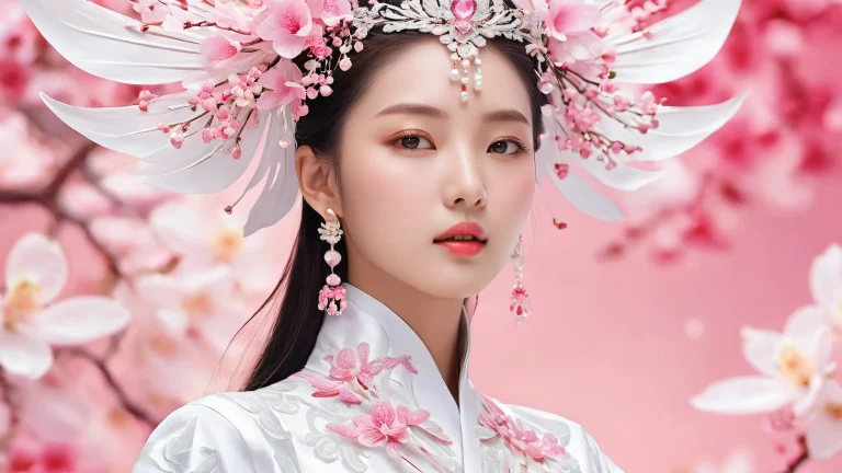 A serene and vibrant desktop scene featuring a woman amidst a vast, pure void with radiant lighting, PCやデスクトップに最適.