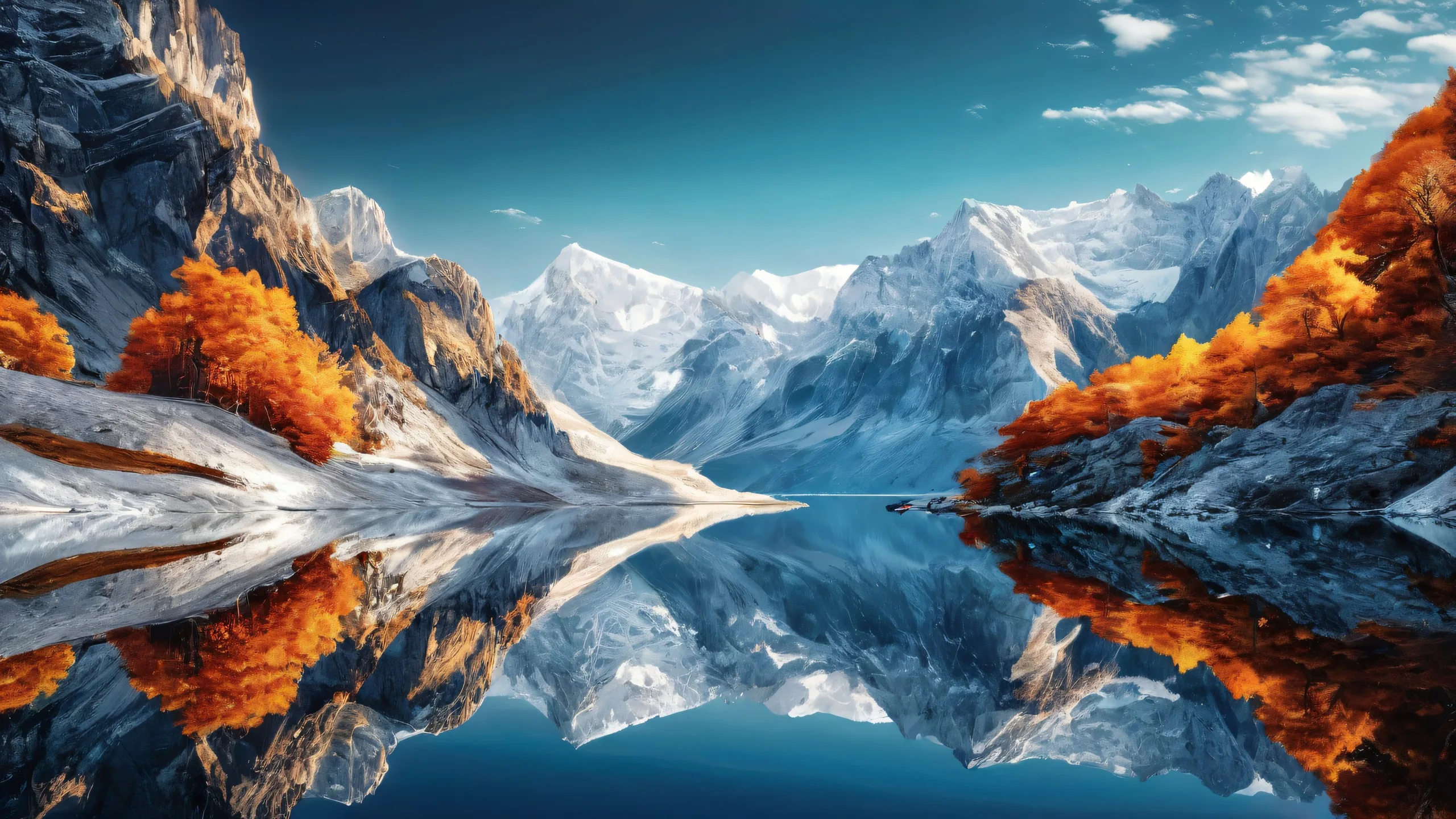 Breathtaking cyberpunk desktop landscape featuring a pristine void with radiant lighting on a dark background for Desktop/PC use.