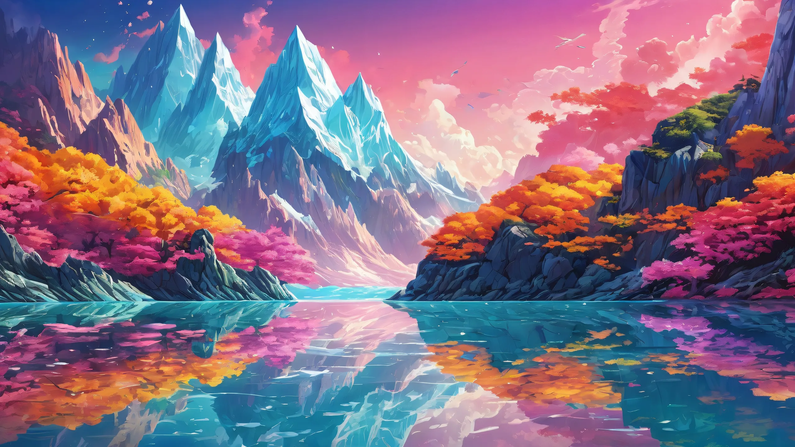 Breathtaking desktop wallpaper of a pure void with ethereal lighting and vibrant colors for a Desktop/PC.