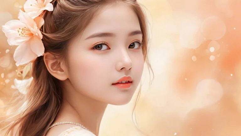 A beautiful and radiant desktop wallpaper featuring a girl in a vast pure void with subtle gradient and delicate watercolor textures, Adecuado para uso en escritorio/PC.