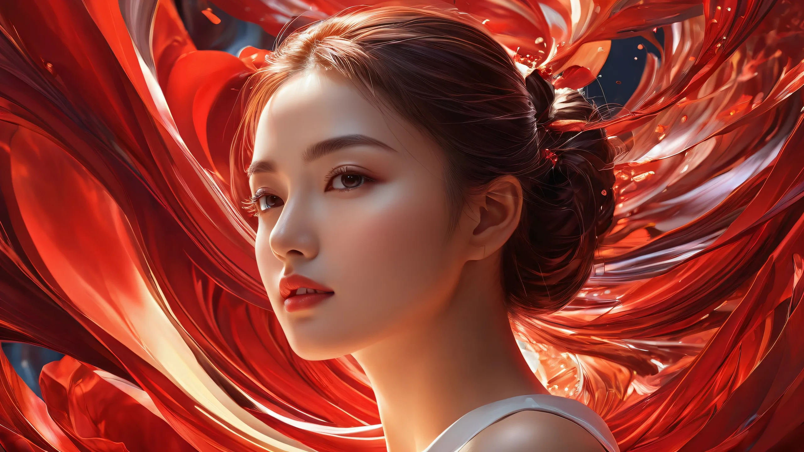 Woman standing in a vast pure void on Desktop/PC