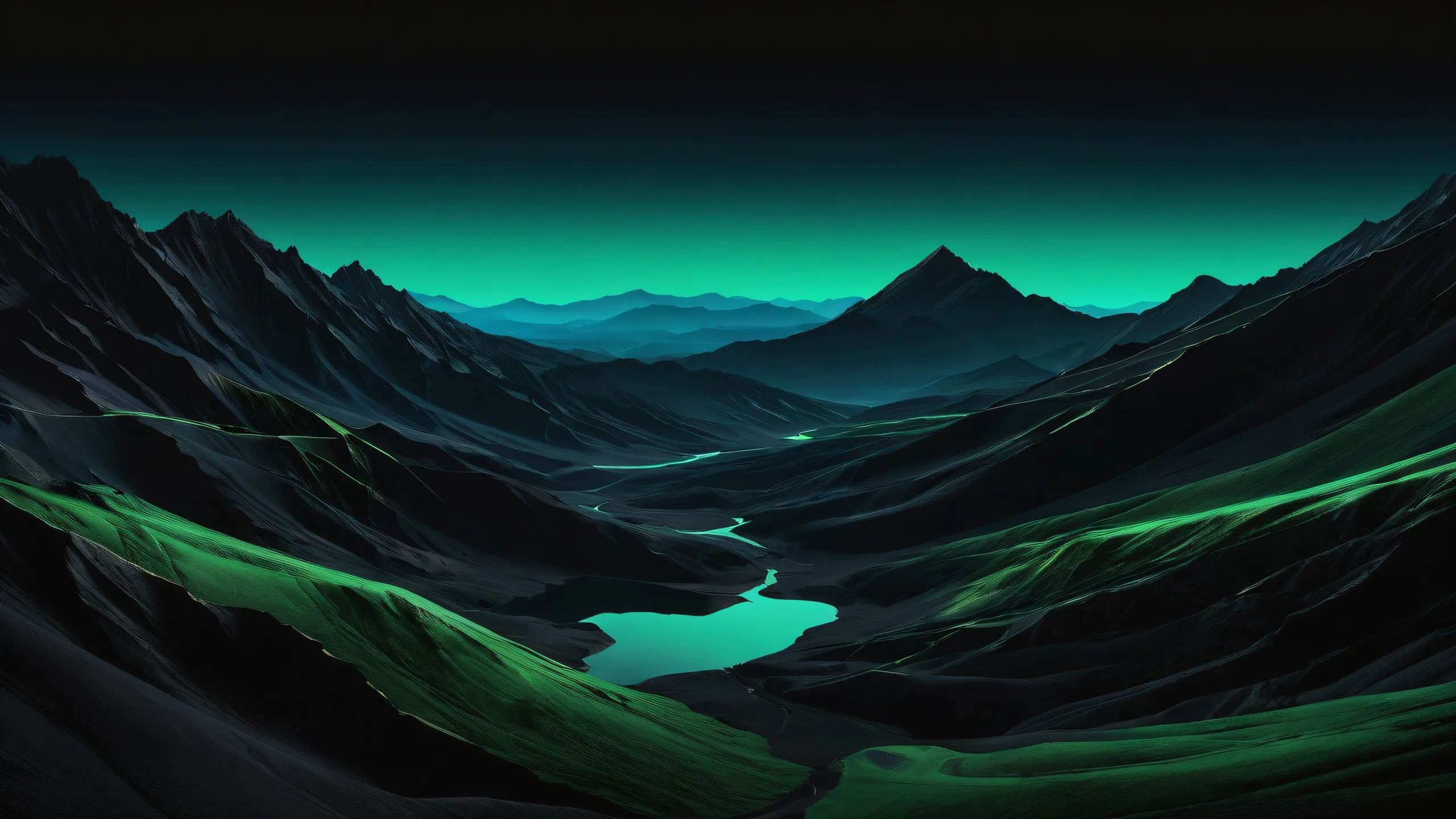 A stunning desktop wallpaper featuring a vast, pure void on a dark mode background with deep blacks and luminescent accents, perfect for Desktop/PC users.