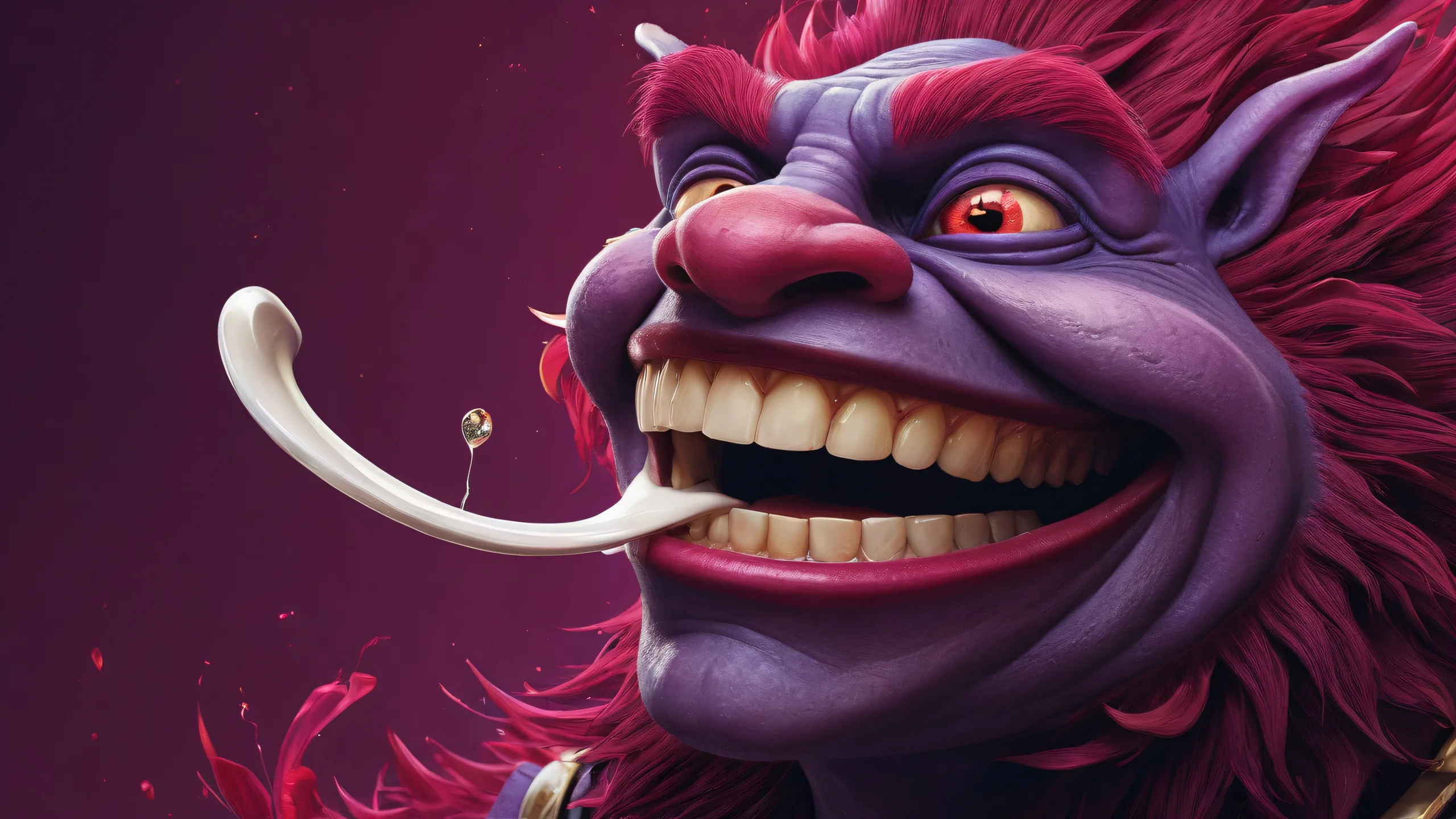 Trollface in a vast, pure void with radiant lighting for desktop/PC users.