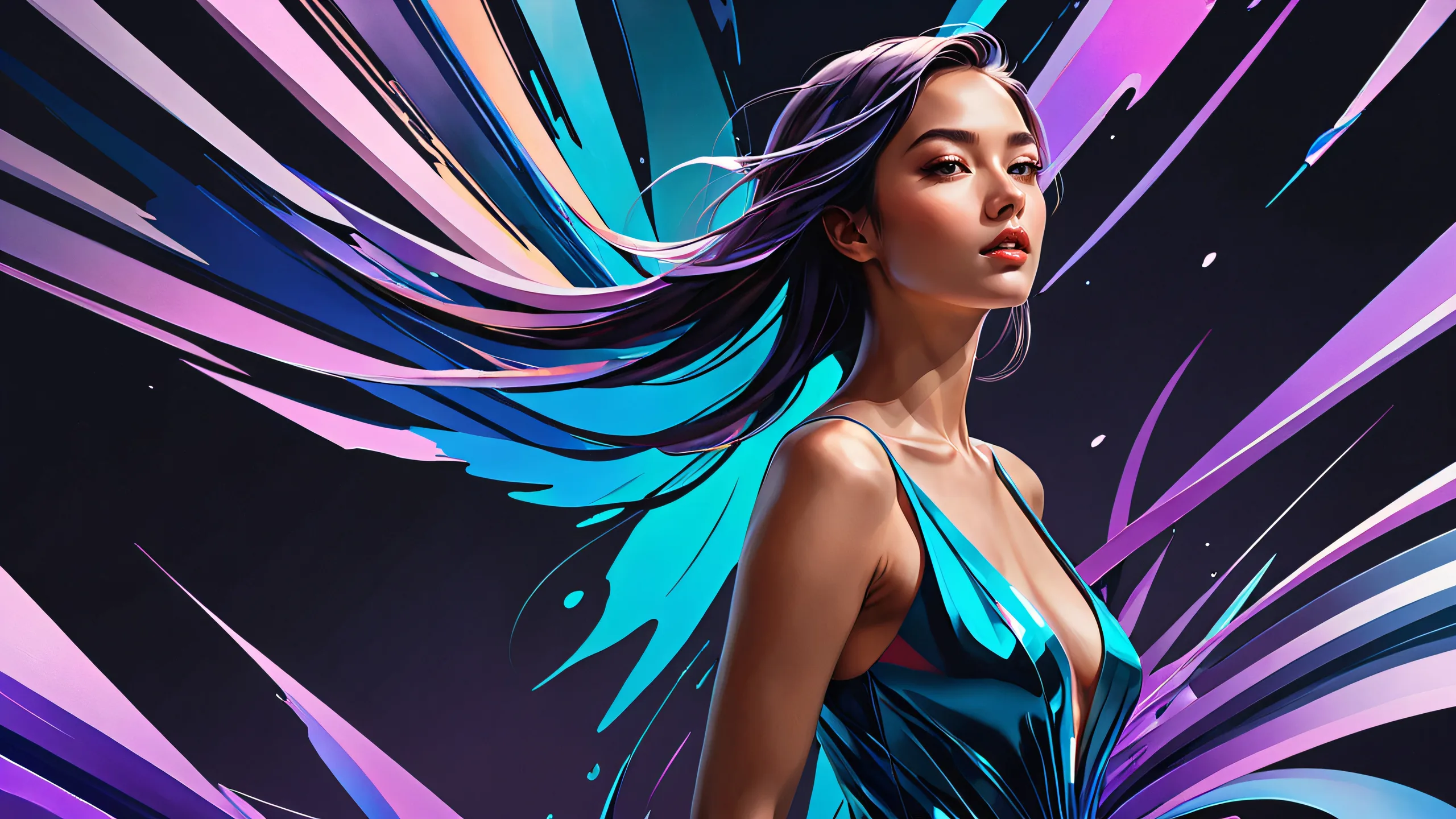 A breathtaking desktop wallpaper of a woman in a pure void on a Desktop/PC.