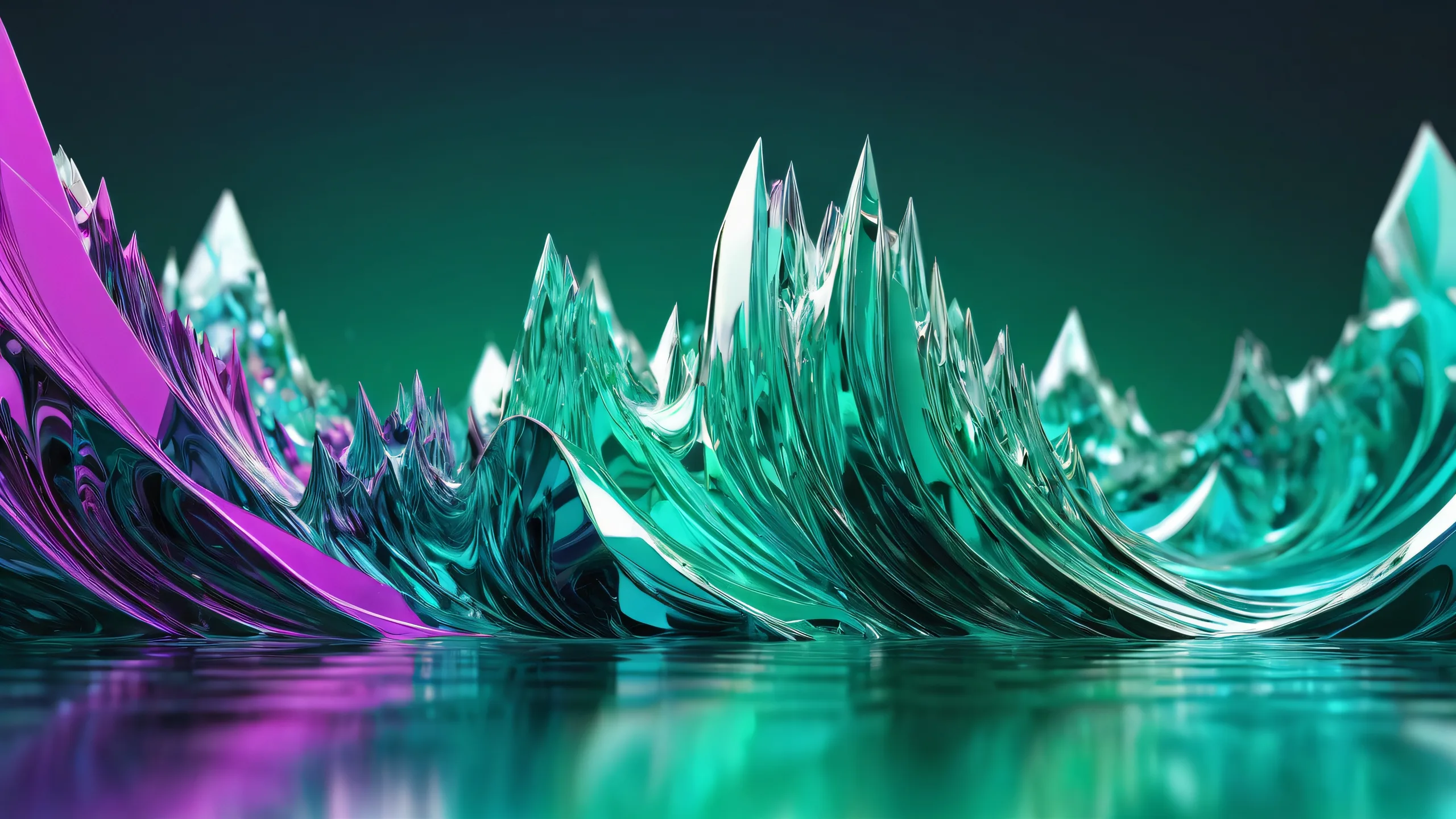 Breathtaking desktop wallpaper featuring a pristine void with radiant colors and ray traced reflections for your PC or Desktop.