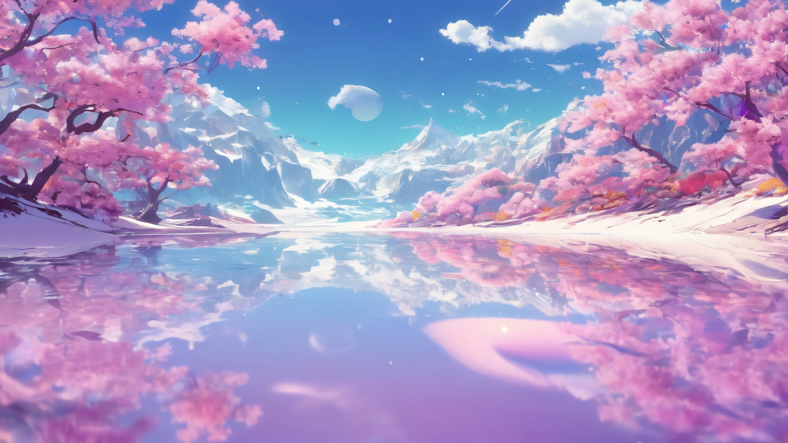 A stunning desktop image of a vast, pure void with radiant colors and ray-traced reflections for PC or Mac Desktop/PC