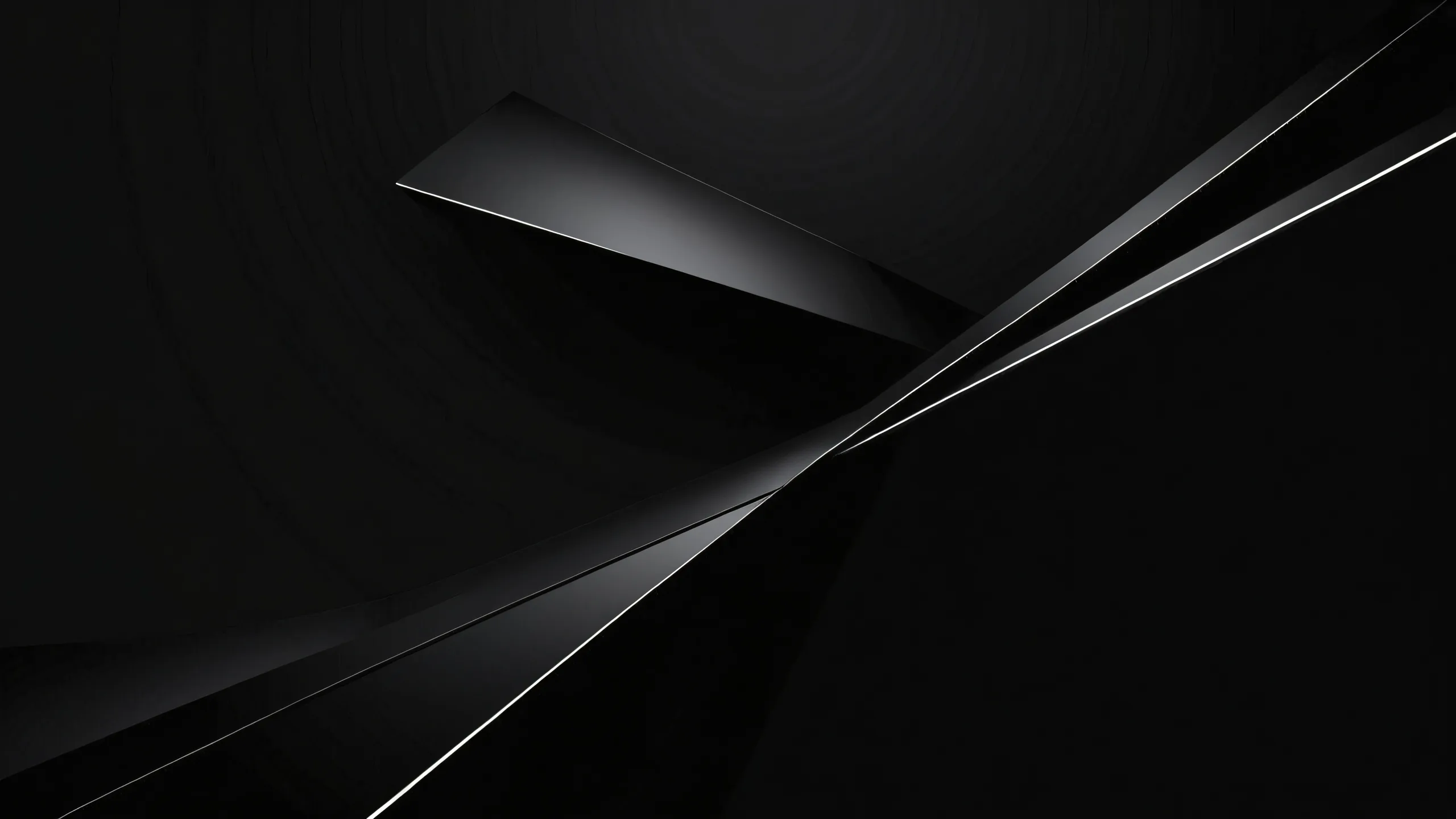 A stunning minimalist desktop background featuring a vast pure void with deep blacks and luminescent accents, perfect for your PC or Mac.