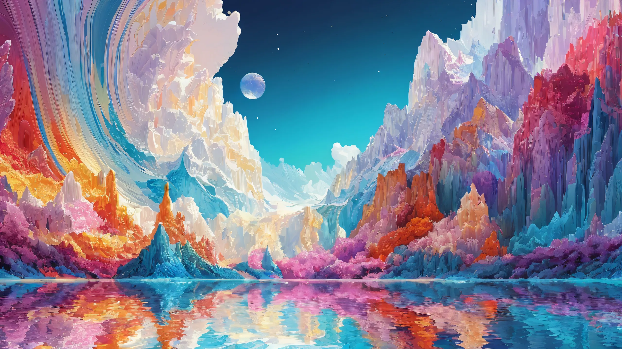 Breathtaking surreal desktop image of a vast pure void on a Desktop/PC with radiant colors and ray-traced reflections.