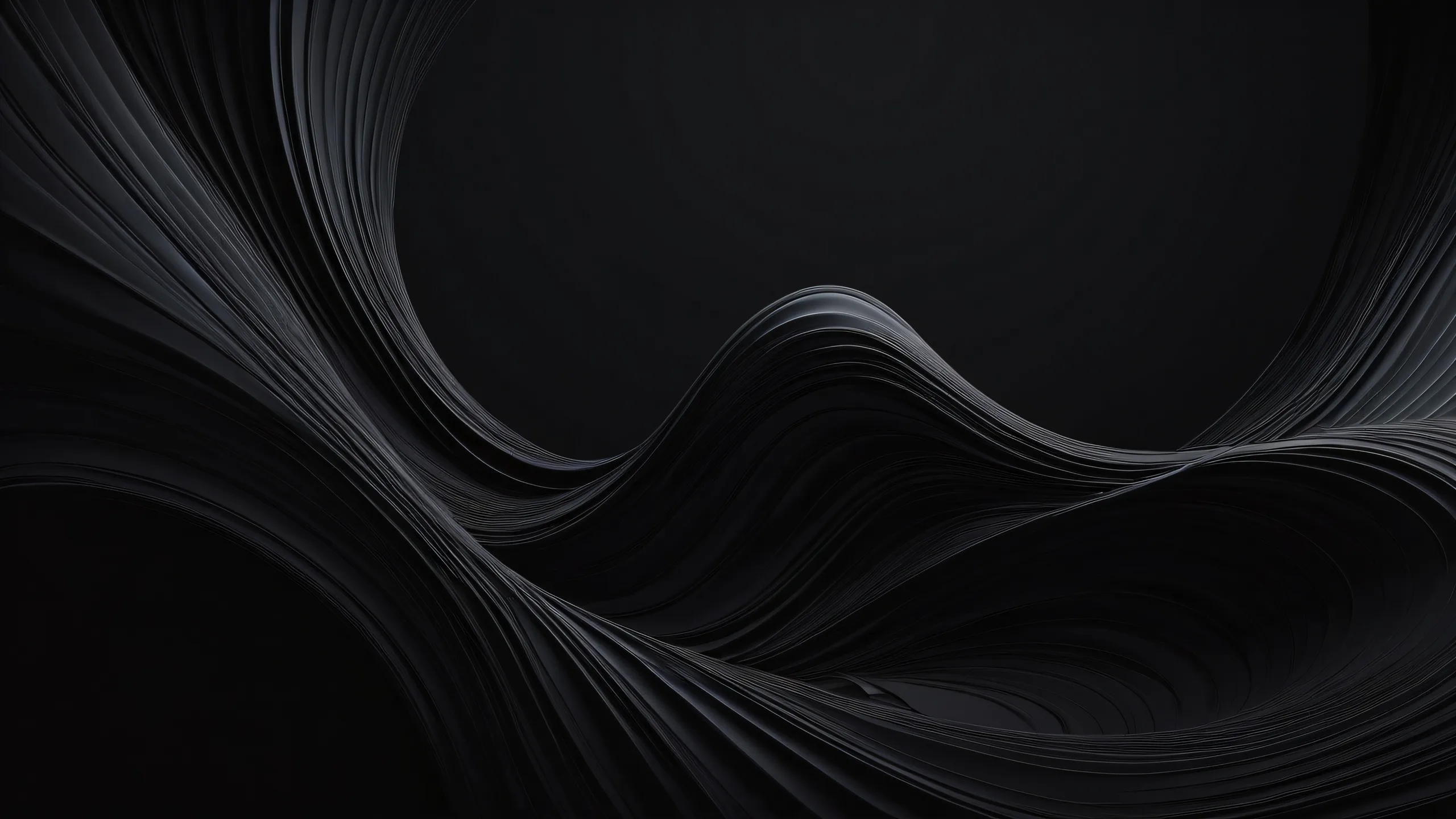 A stunning dark mode desktop wallpaper of a void with deep blacks and luminescent accents, perfect for your PC or Desktop.