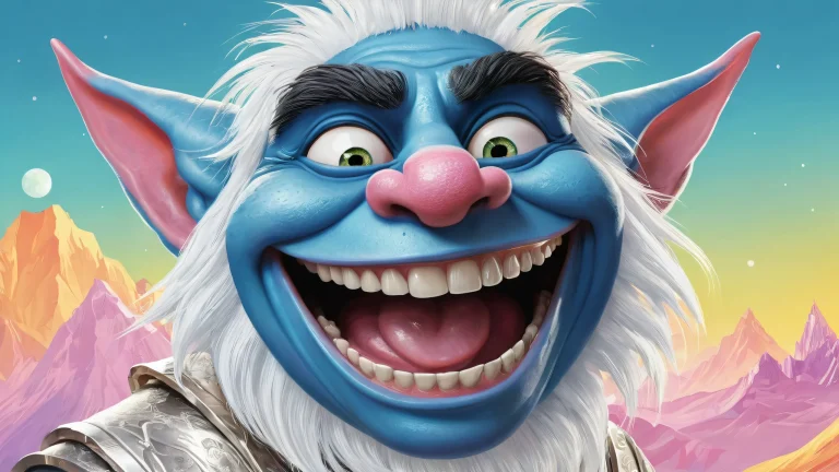 A stunning desktop wallpaper featuring Trollface in a vast, pure void with ethereal lighting and brilliant colors.