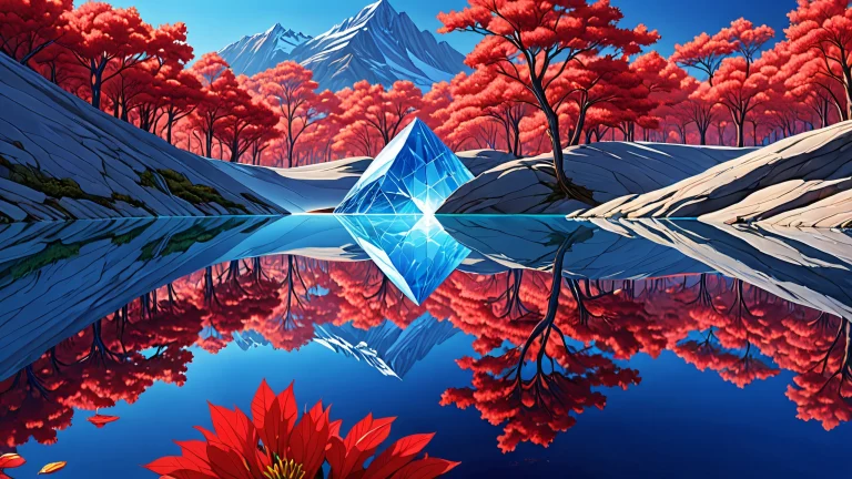 A beautiful, award-winning digital art desktop wallpaper of a centered void for horizontal screens with radiant, brilliant colors and ray traced reflections, perfect for Desktop/PC use.