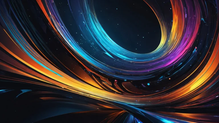 Dark desktop wallpaper featuring a vast pure void with ethereal lighting and brilliant colors for Desktop/PC.