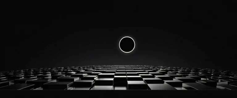 Dark mode desktop background featuring a stunning void with perfect blacks and luminescent accents for PC or Desktop.