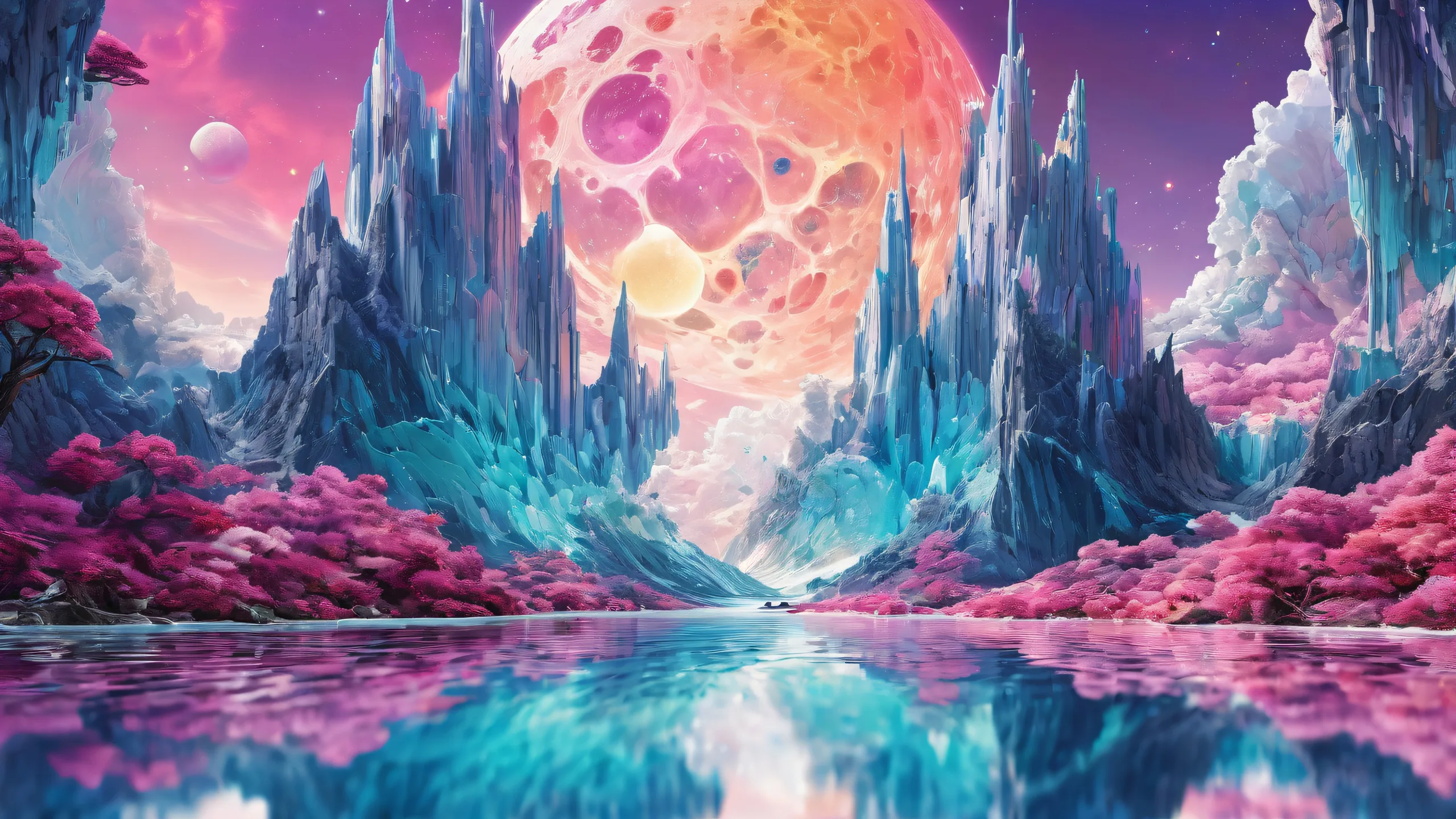 Desktop/PC background of a vast pure void with extreme depth of field and radiant colors.