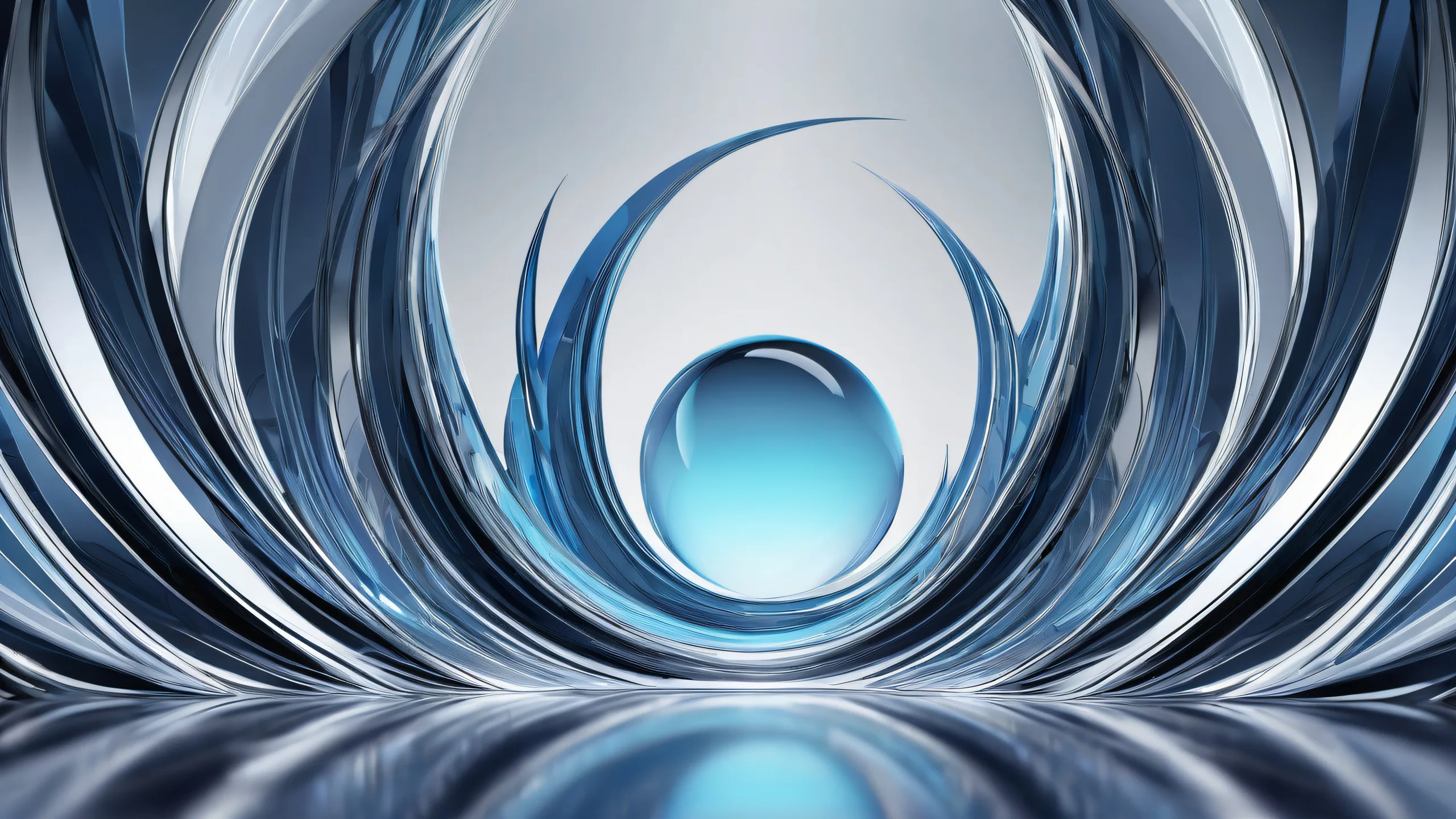 Desktop/PC background featuring a stunning abyss with centered shapes, deep blues, dark grays, and slightly bright whites.