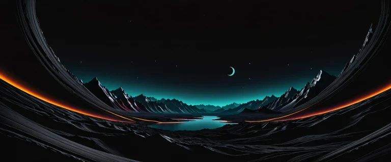 Breathtaking abstract desktop artwork featuring a vast void with deep blacks and luminescent accents for Desktop/PC