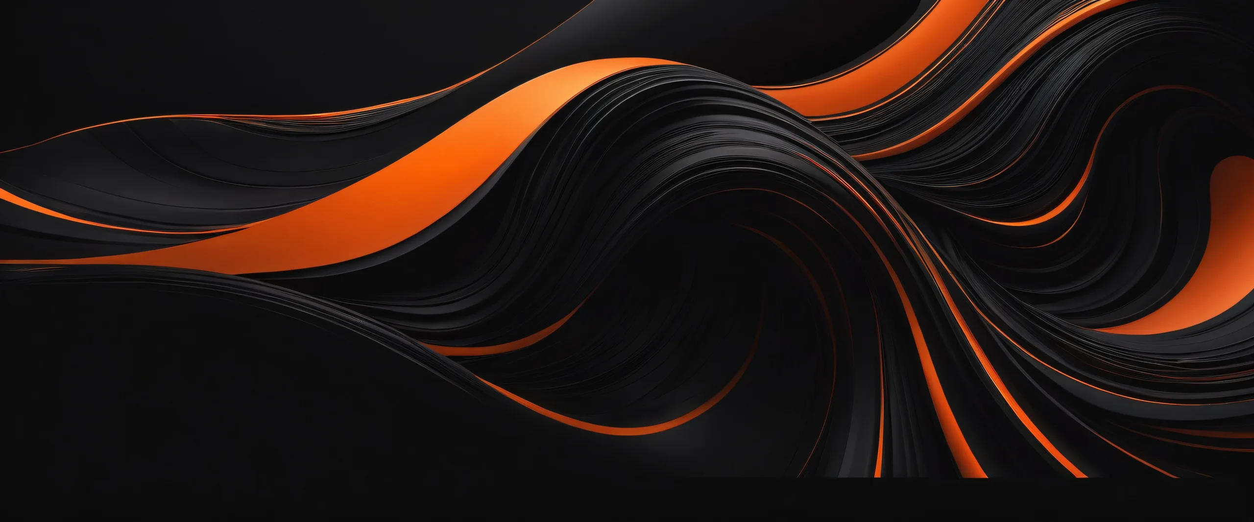 A stunning dark mode desktop wallpaper featuring a vast, pure void on a 21:9 ultrawide panoramic aspect ratio, perfect for your Desktop/PC.