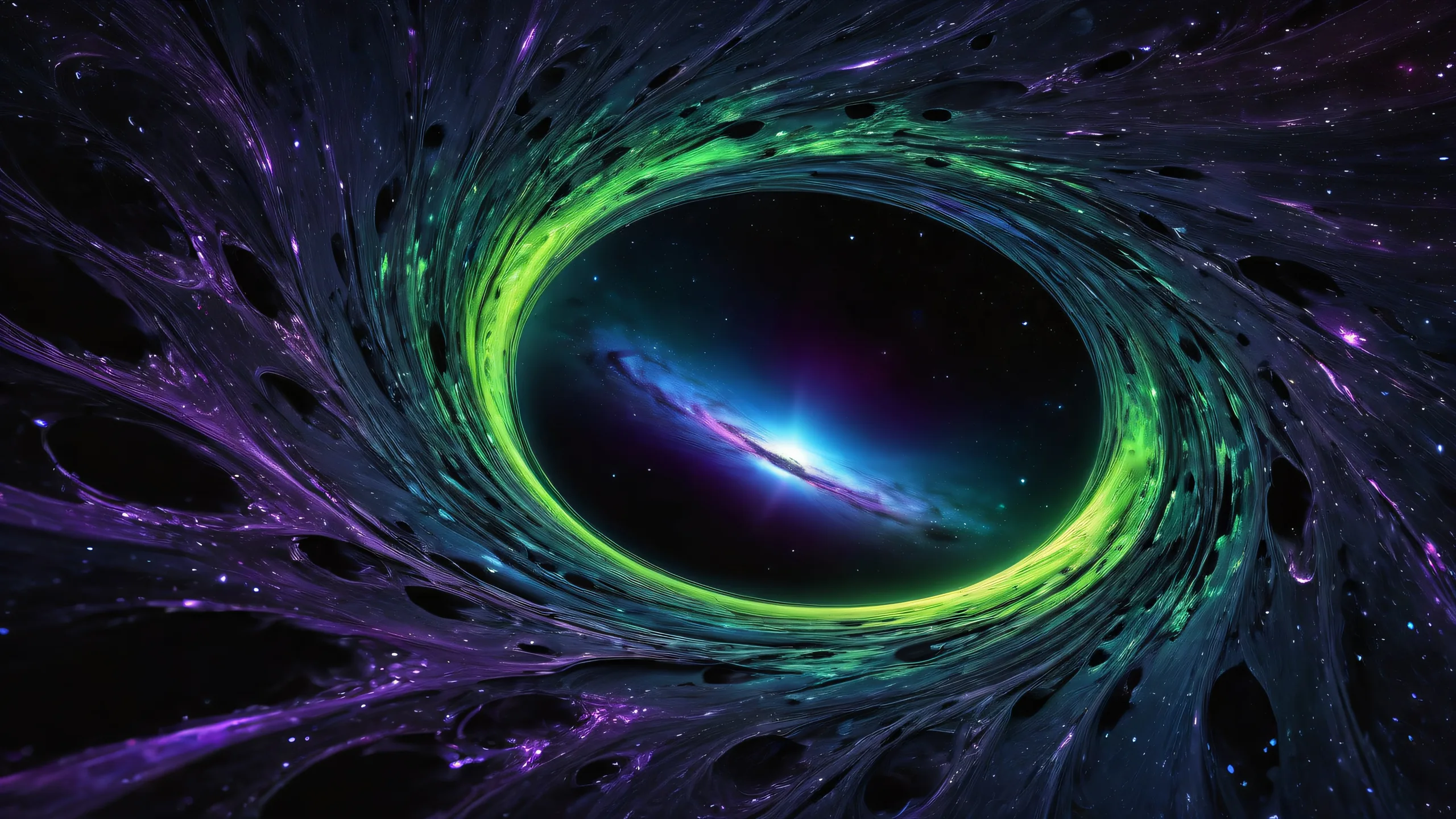 A stunning desktop image featuring a supermassive black hole on a perfectly clean vast pure void for Desktop/PC