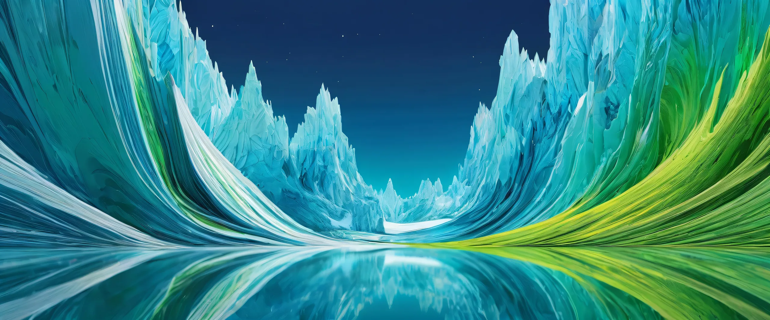 Centered void desktop wallpaper with brilliant colors and ray traced reflections for Desktop/PC screens.