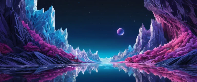 A dark yet radiant desktop wallpaper featuring a vast void with brilliant colors and reflections, perfect for PCs and Macs.