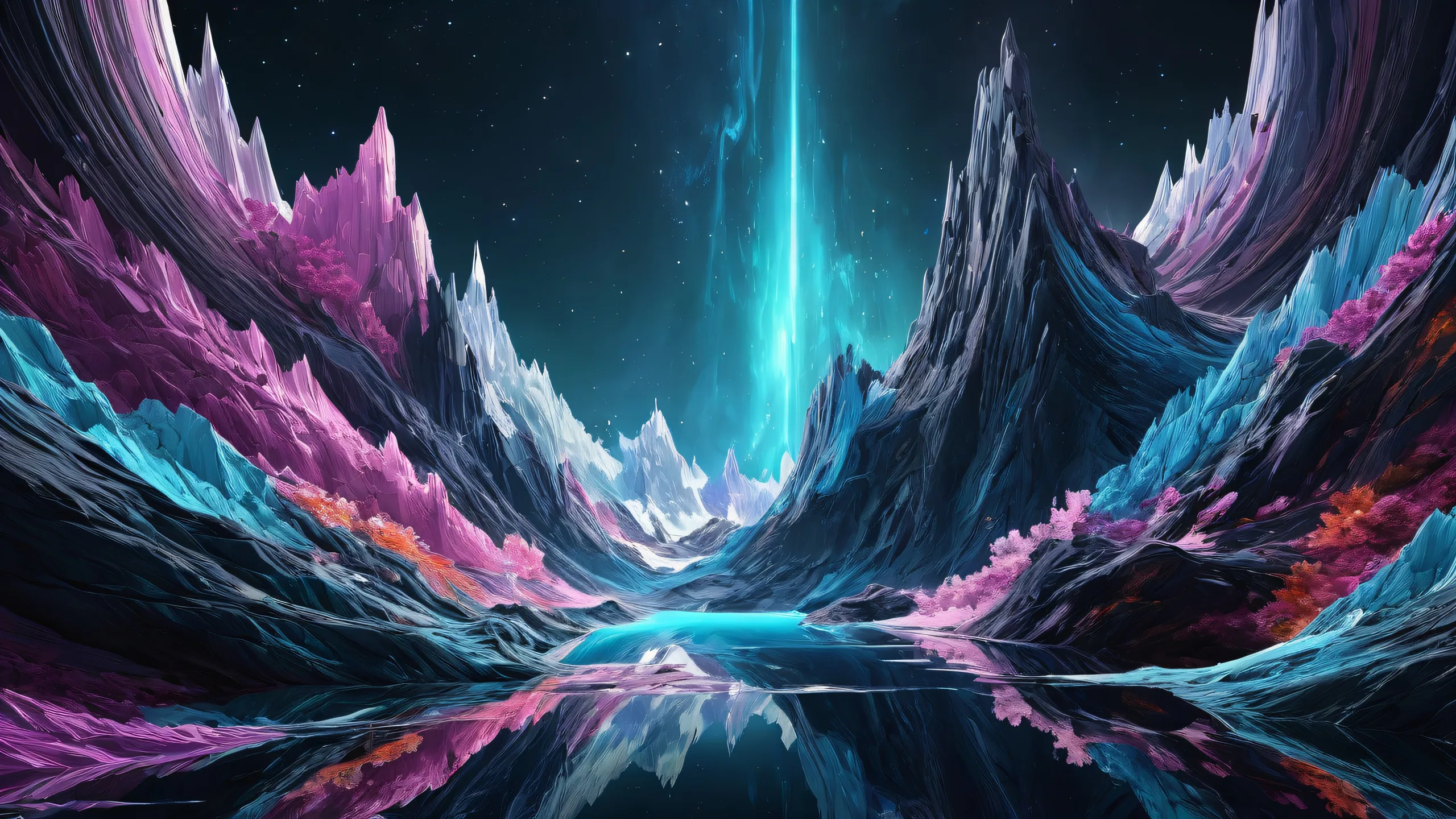 A beautiful void desktop background for PC or Desktop with ethereal lighting and vibrant colors.
