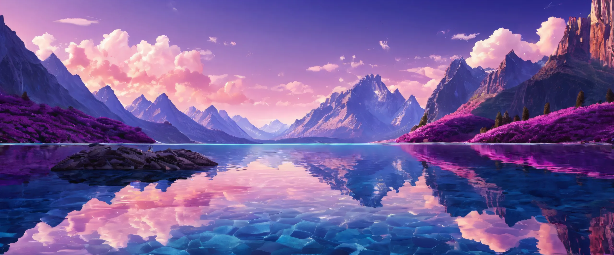 Breathtaking dark blue and purple void with radiant lighting on a desktop/PC