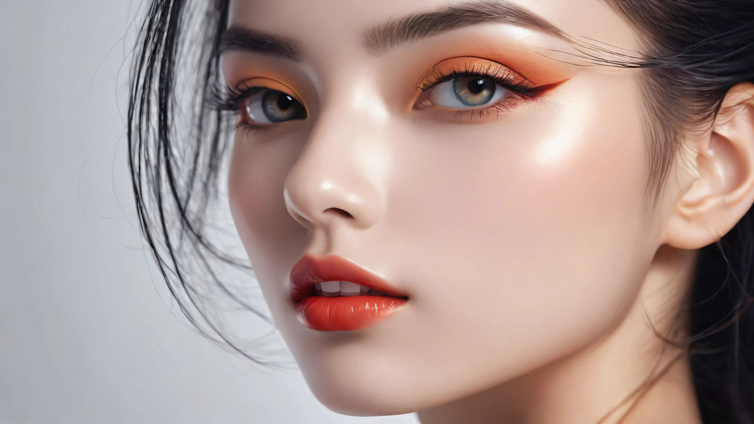 A breathtaking desktop wallpaper featuring a realistic portrait in a vast pure void, perfect for desktop/pc screens.