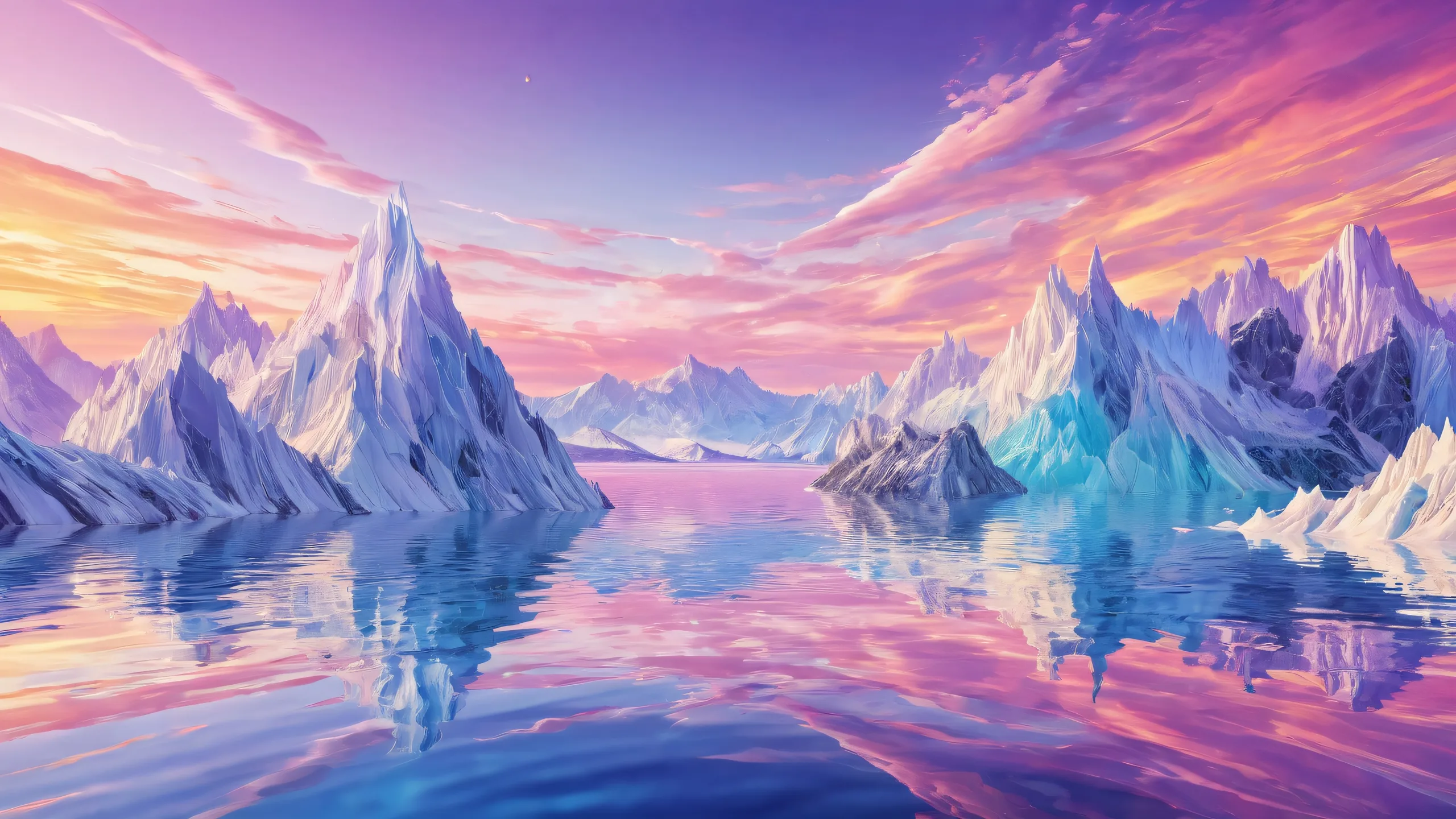 Desktop/PC wallpaper featuring a stunning void with radiant colors and reflections, perfect for macOS users.