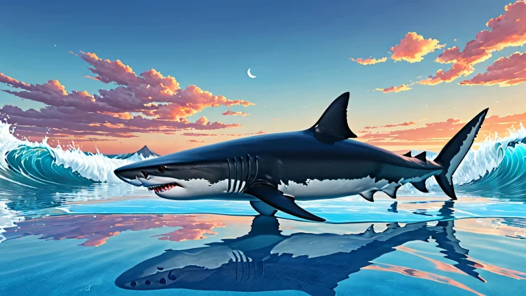 A stunning minimalist desktop wallpaper featuring SharkAxolotl in a vast pure void with extreme depth of field, suitable for PC and Desktop use.