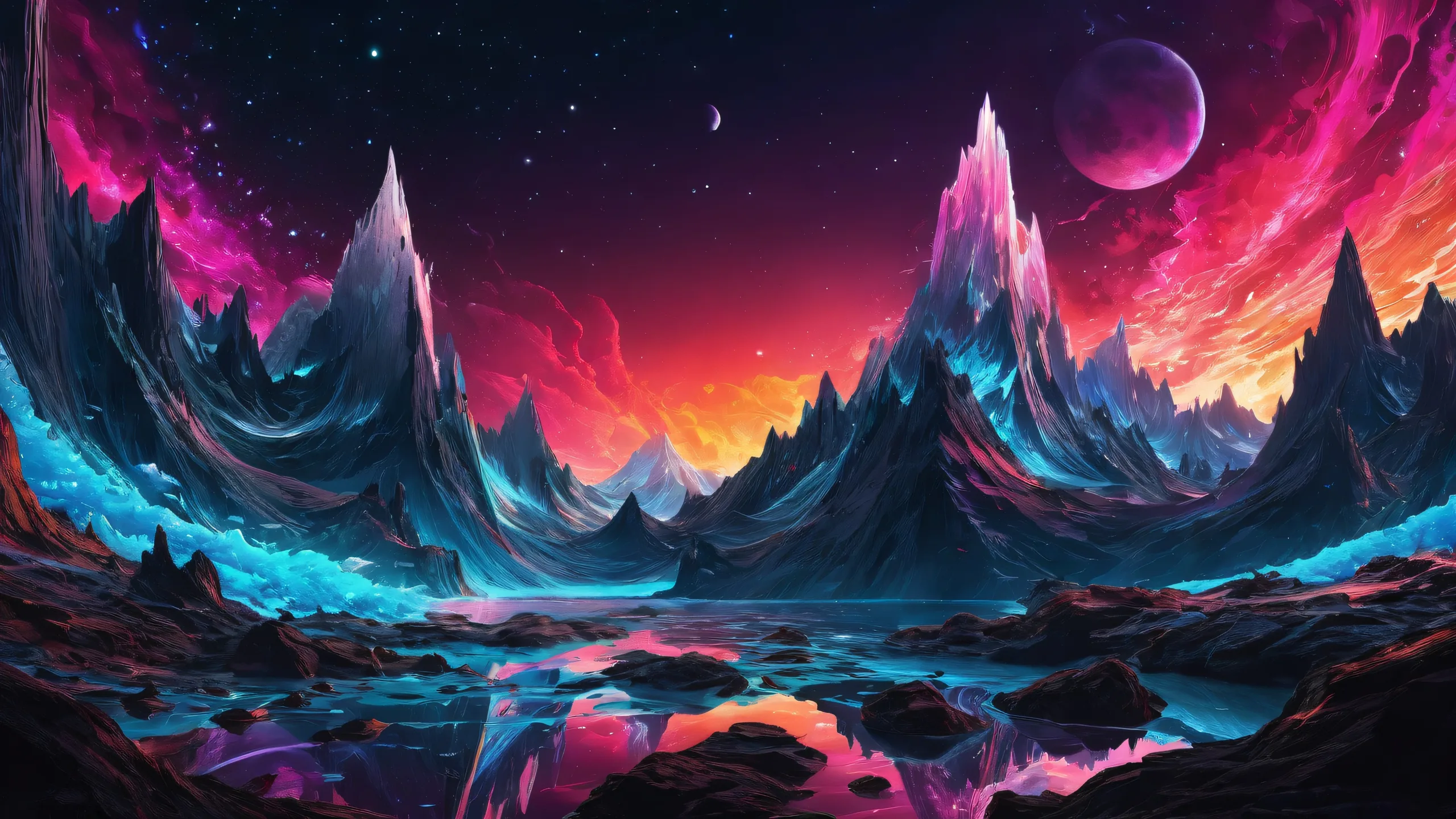 Breathtaking dark desktop wallpaper with pure void and radiant colors for PC/ Desktop use.