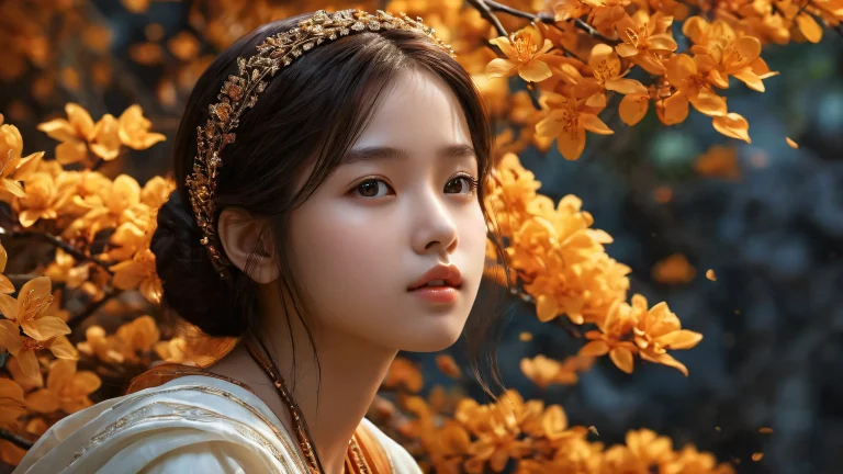 A breathtaking desktop wallpaper featuring a girl amidst a vast pure void with extreme depth of field, ideal for a PC or Desktop.