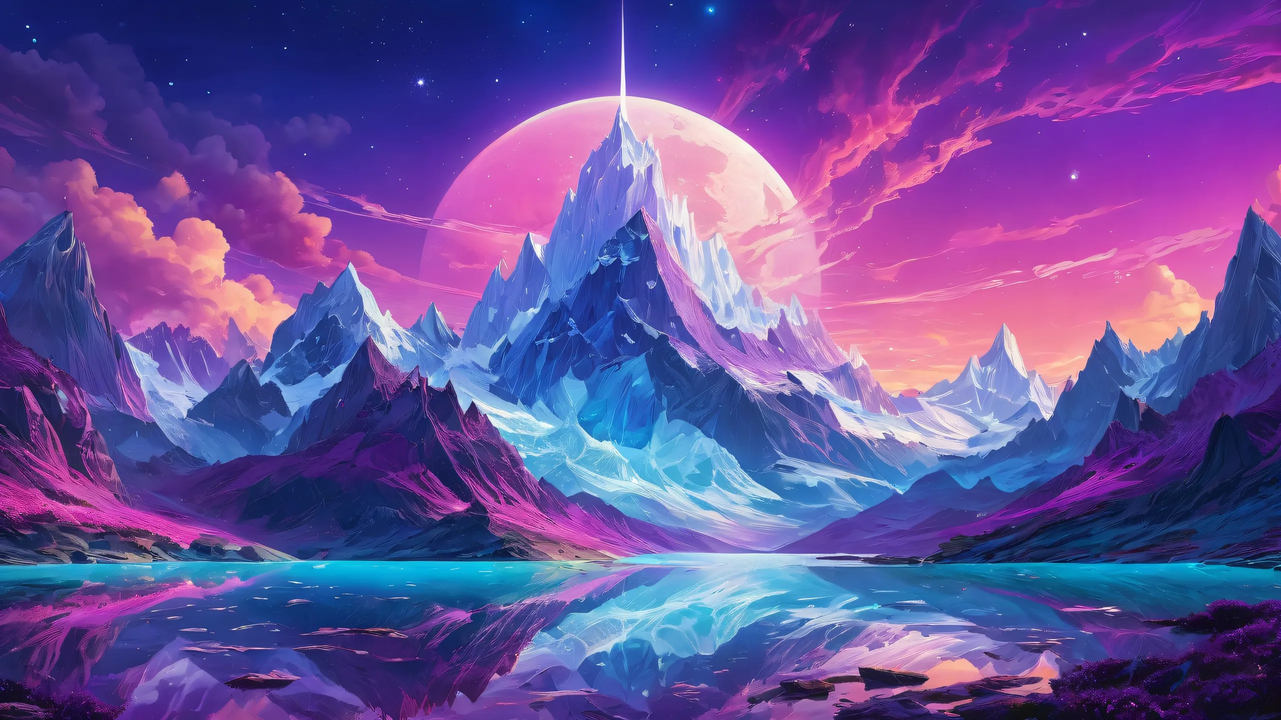 A stunning desktop wallpaper of a vast pure void with brilliant colors and reflections for your PC or Desktop, perfect for macOS or any device.