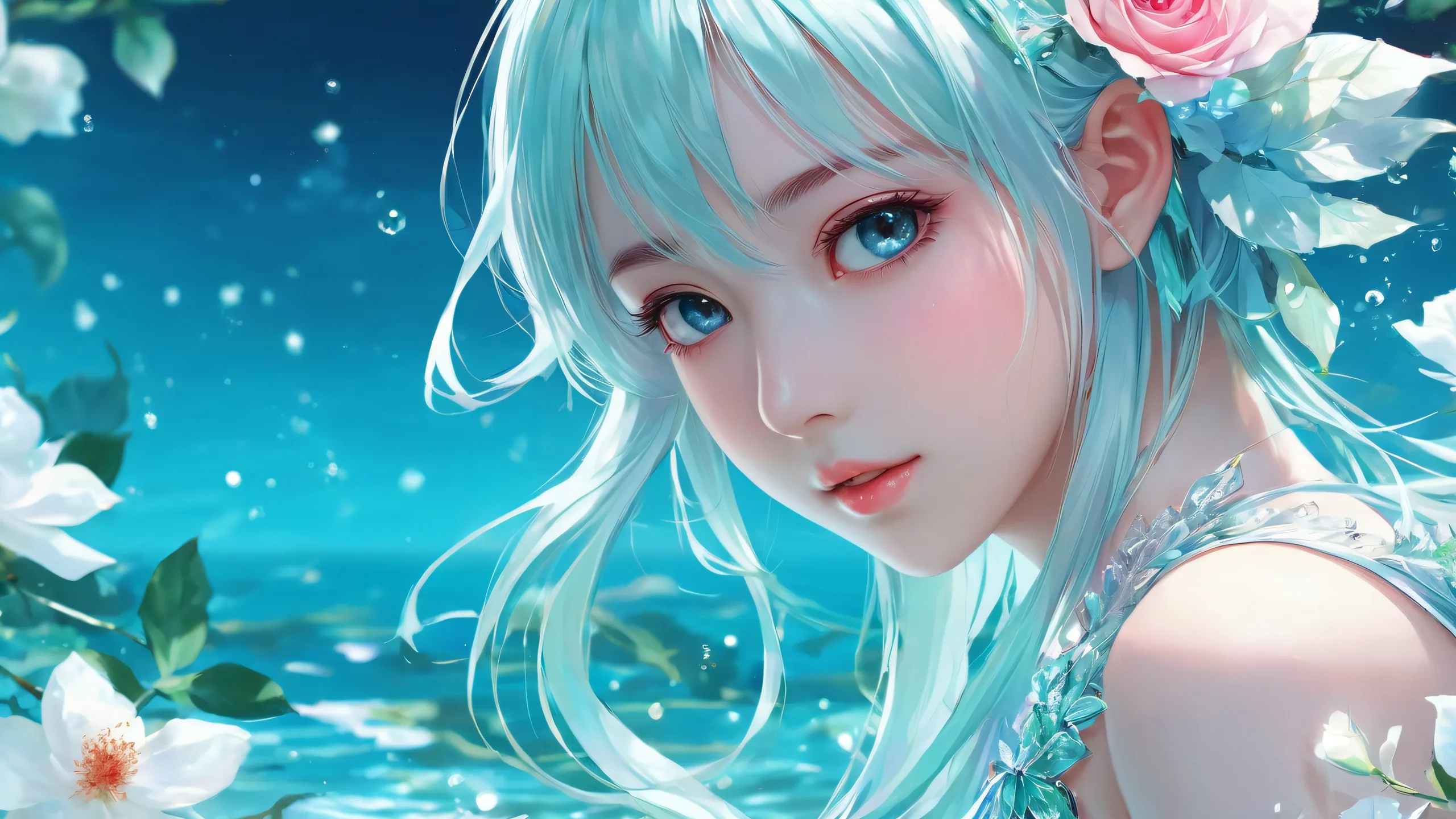 A breathtaking desktop wallpaper featuring Anime Girls in a vast pure void with subtle misty darkness, suitable for Desktop/PC