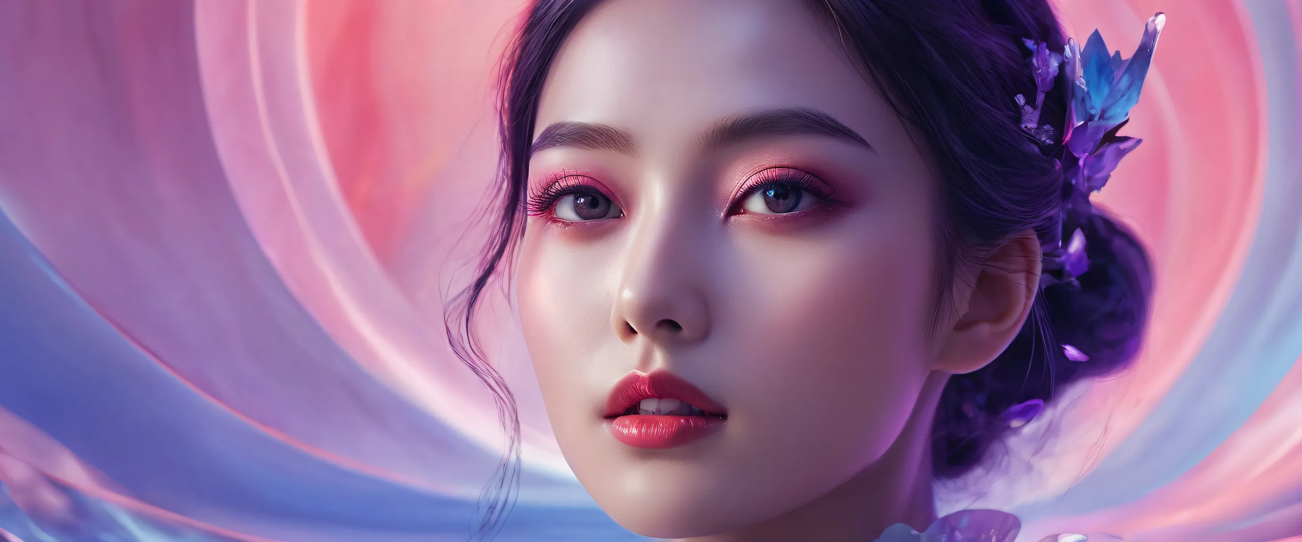 A stunning dark blue and purple void with hints of red on a desktop or PC background.