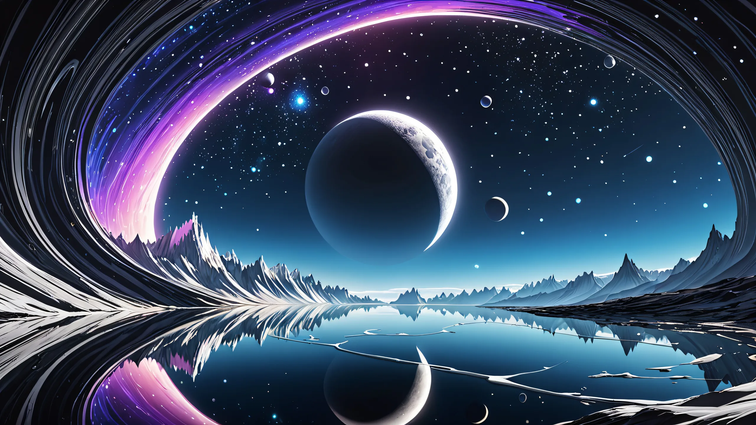 A stunning desktop background featuring a centered vast pure void with radiant lighting and brilliant colors for a peaceful PC or laptop experience