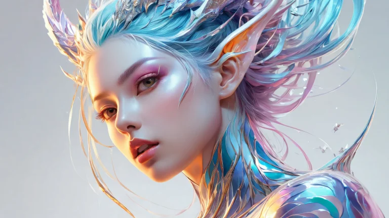 A breathtaking desktop wallpaper of a female monster set against a vast, pure void with extreme depth of field and award-winning digital art, suitable for your Desktop/PC.