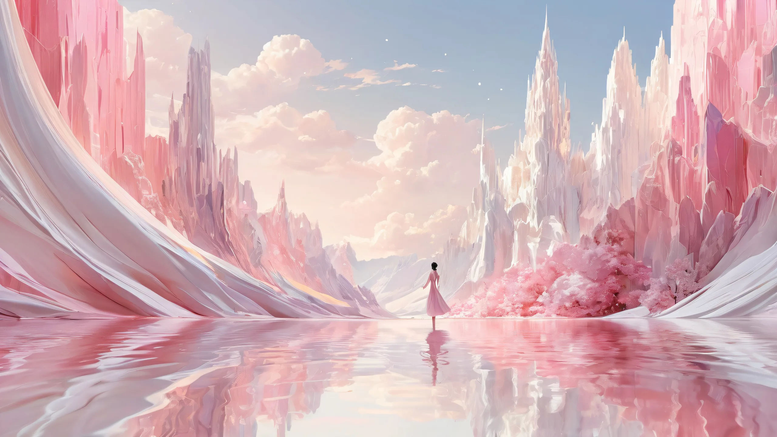 Epic Ethereal Abyssal Beauty Desktop Wallpaper A stunning desktop wallpaper of a figure in a vast pure void for your PC or Desktop, with perfect depth of field and subtle texture.