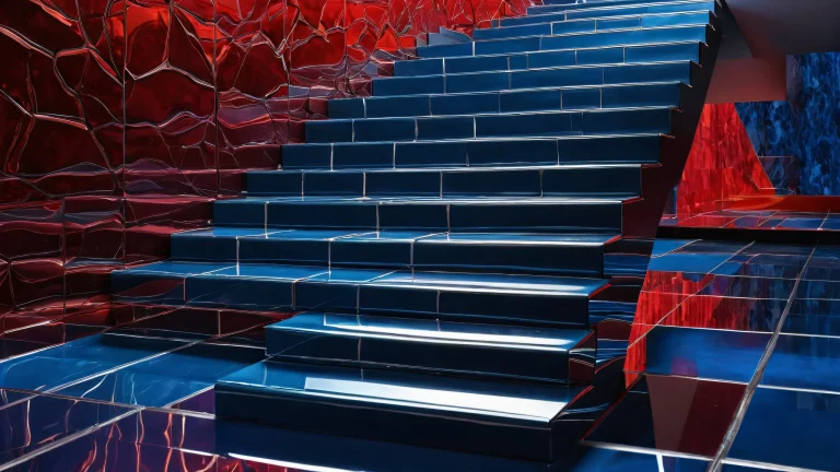 A vast, dark blue and deep red void on a desktop or PC with extreme depth of field and interior reflection in low light.