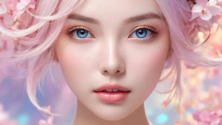 A stunning desktop image of a beautiful face amidst a vast pure void on a computer or PC.