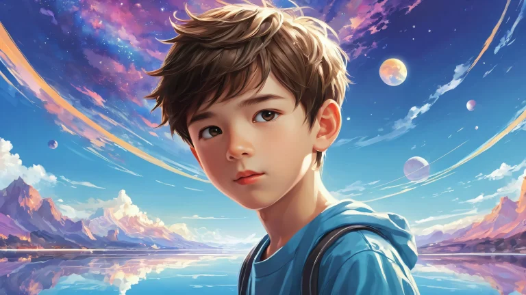 A stunning desktop wallpaper featuring an award-winning digital art of a boy in a vast pure void with extreme depth of field, perfect for your desktop/pc.