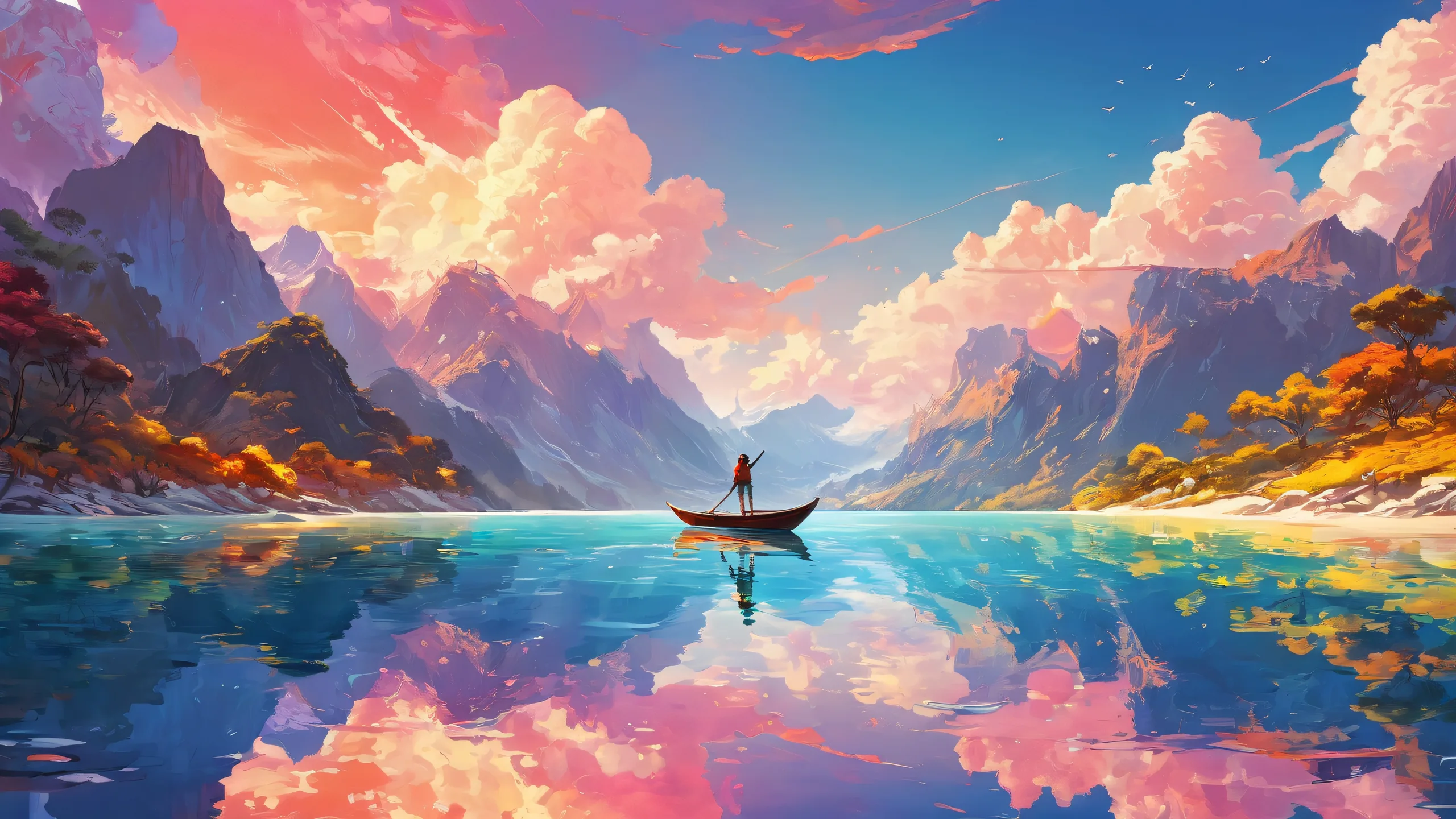 A stunning desktop image of a boy in an endless void, suitable for a PC or Desktop.