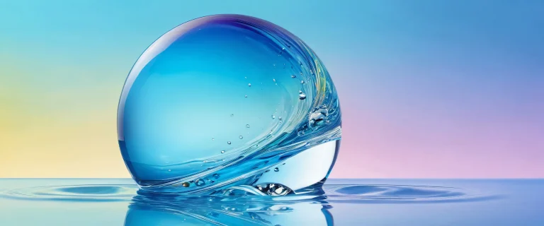 A stunning desktop image of a glass marble suspended in mid-air above a vast, puro vacío. Perfectly clean and minimalist design for your Desktop/PC.