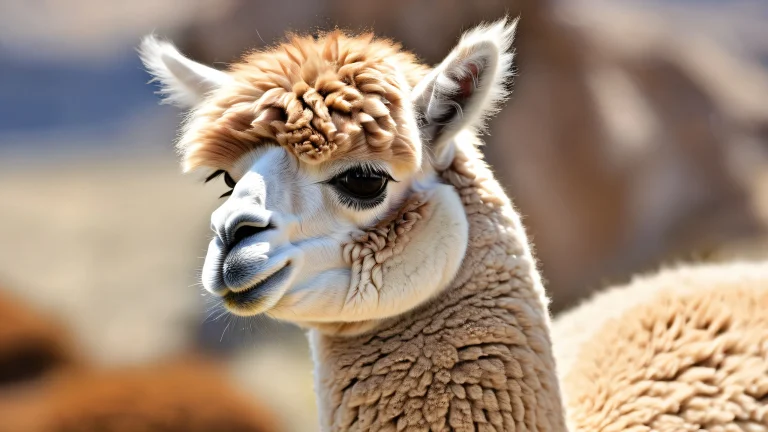 A majestic alpaca standing in a pristine, void-like environment on a Desktop/PC.