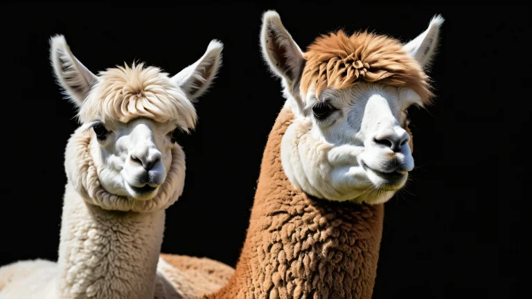 Stunning dark mode desktop wallpaper featuring an alpaca against a deep void background, perfect for PC or Desktop use.