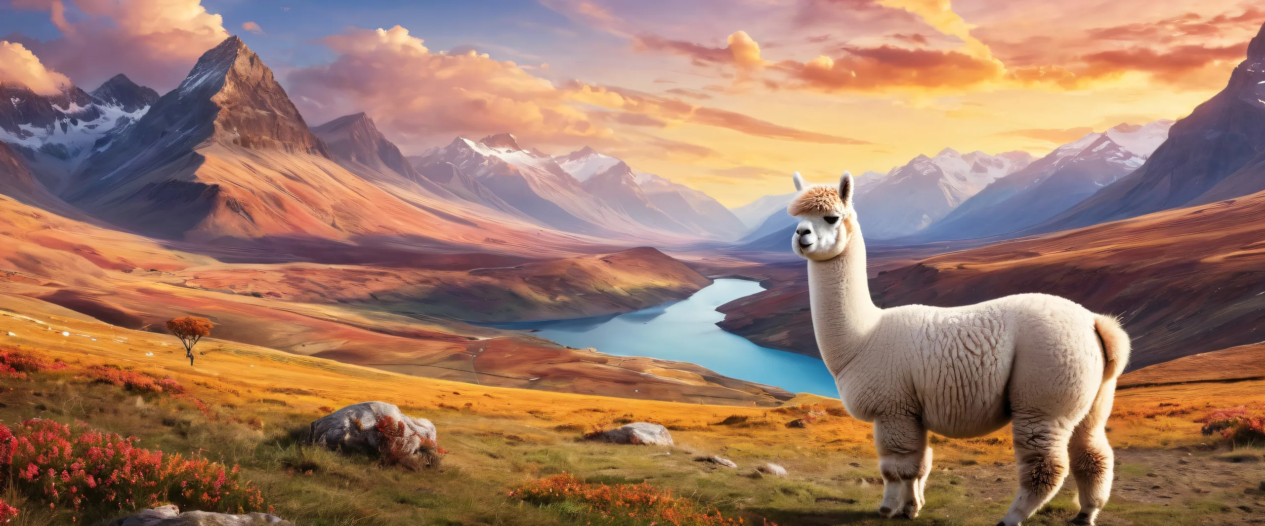 A serene desktop image of an alpaca in a vast pure void, perfect for your PC or Desktop.