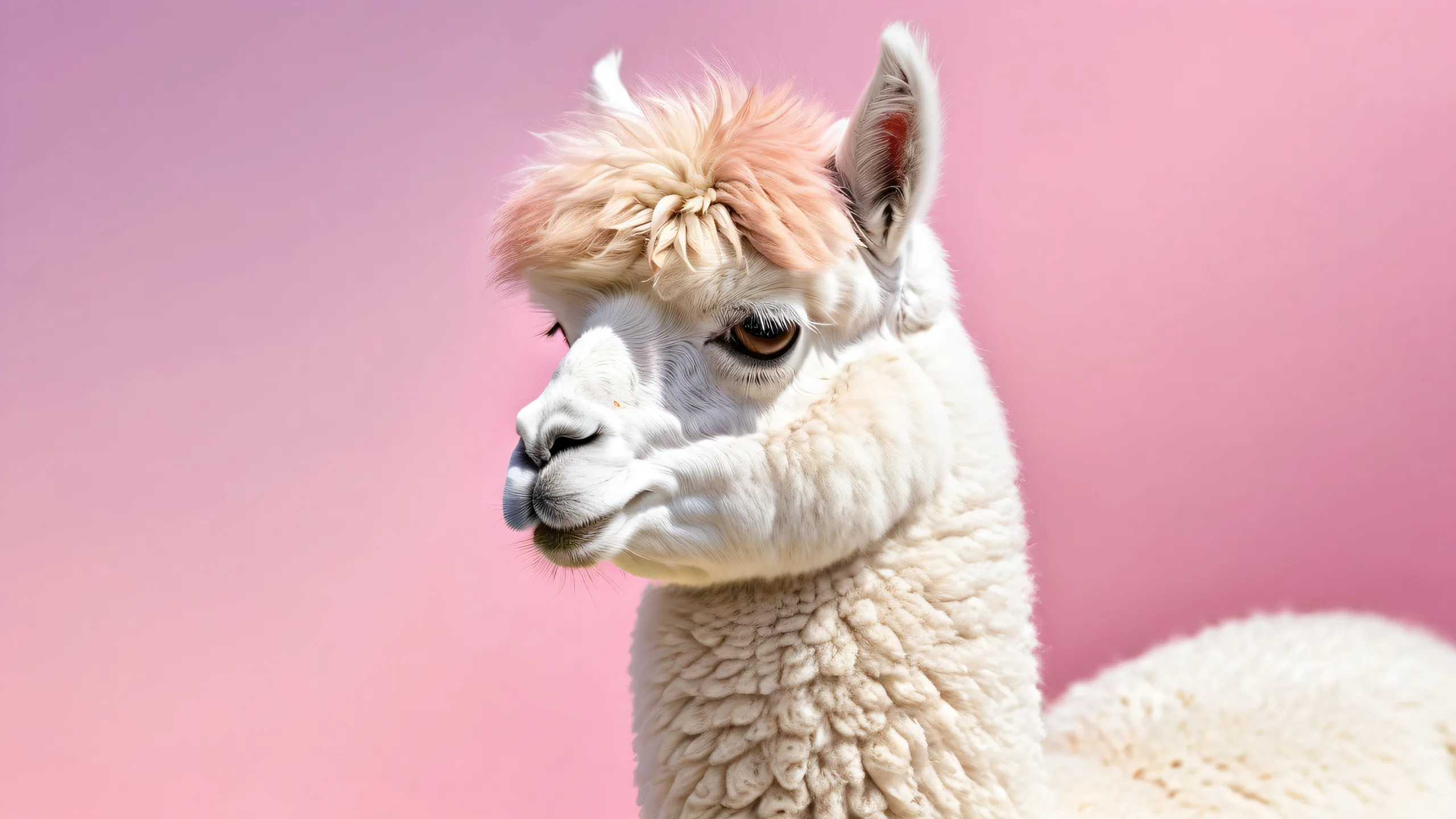 A serene Alpaca desktop scene set against a vast, pure void, perfect for your Desktop/PC.